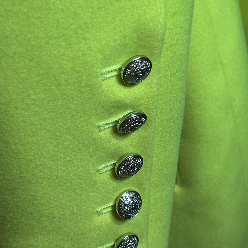 Balmain Neon Yellow Double-Breasted Coat - Picture 5 of 7